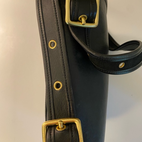 Coach Vintage Stewardess 9525 Black Leather Shoulder Bag Purse Gorgeous! - Picture 9 of 12